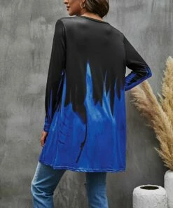 Hot Sale ⭐ Camisa Deep Blue & Black Dip-Dye Pocket Open Cardigan - 👩 Women 🔔 -Women's Shirts Store zu100765107 alt 1 tm1634927362
