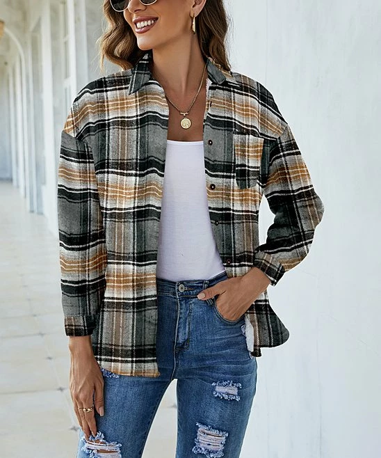 Coupon π Camisa Gray Plaid Fleece-Lined Shacket - π© Women π 3 Coupon π Camisa Gray Plaid Fleece-Lined Shacket - π© Women π
