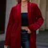 Coupon 🤩 Camisa Red Pocket Velvet Longline Blazer - 👩 Women 👍 -Women's Shirts Store zu102402486 main tm1640700240