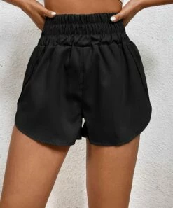 Best reviews of π₯° Camisa Black Elastic-Waist High-Rise Shorts - π© Women π