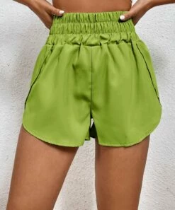 Wholesale βοΈ Camisa Lawn Green Elastic-Waist High-Rise Shorts - π© Women π₯