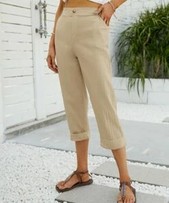 Outlet ✨ Camisa Apricot Elastic-Waist Pocket Capri Pants - 👩 Women 😉