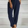 Hot Sale 😍 Camisa Dark Blue Elastic-Waist Drawstring Pocket Lounge Pants - 👩 Women 🎉 -Women's Shirts Store zu105378140 main tm1650977859