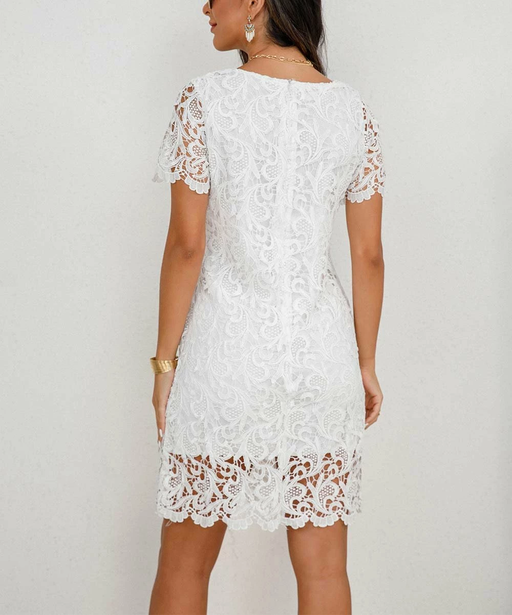 Top 10 π Camisa White Lace-Overlay Sheath π Dress - π© Women π₯° 6 Top 10 π Camisa White Lace-Overlay Sheath π Dress - π© Women π₯° - Image 4