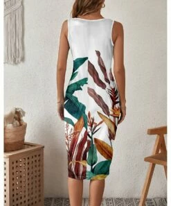 Hot Sale 💯 Camisa White & Green Leaf Pocket Sleeveless 👗 Dress - 👩 Women 👍 -Women's Shirts Store zu106771738 alt 1 tm1655818301