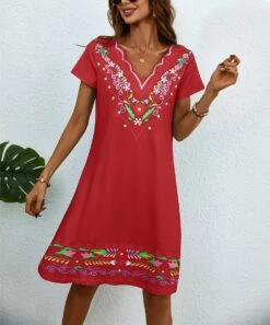 Best deal π Camisa Wine Floral-Trim Short-Sleeve Shift π Dress - π© Women π