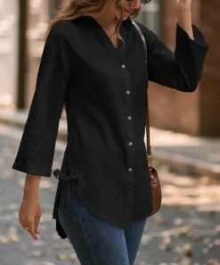Top 10 π Camisa Black Curved-Hem Button-Up - π© Women π 7 Top 10 π Camisa Black Curved-Hem Button-Up - π© Women π -Women's Shirts Store zu108204519 alt 1 tm1660328932