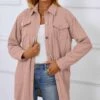 Flash Sale 💯 Camisa Pink Corduroy Button-Up Shacket - 👩 Women 🌟 -Women's Shirts Store zu108301200 main tm1660847392