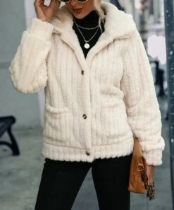 Budget π₯ Camisa Beige Ribbed Button-Up Jacket - π© Women π