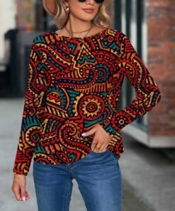 Buy π Camisa Red Geometric Lace-Panel Long-Sleeve Tee - π© Women π― 5 Buy π Camisa Red Geometric Lace-Panel Long-Sleeve Tee - π© Women π― -Women's Shirts Store zu108571553 alt 1 tm1661884061