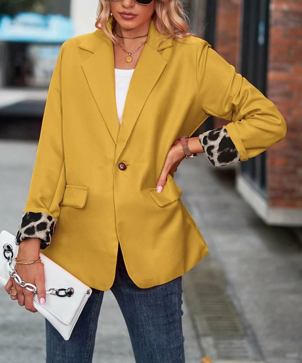 Brand new βοΈ Camisa Yellow Leopard-Cuff Blazer - π© Women 𧨠4 Brand new βοΈ Camisa Yellow Leopard-Cuff Blazer - π© Women 𧨠- Image 2