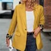 Brand new ✔️ Camisa Yellow Leopard-Cuff Blazer - 👩 Women 🧨 -Women's Shirts Store zu108571798 main tm1661884061