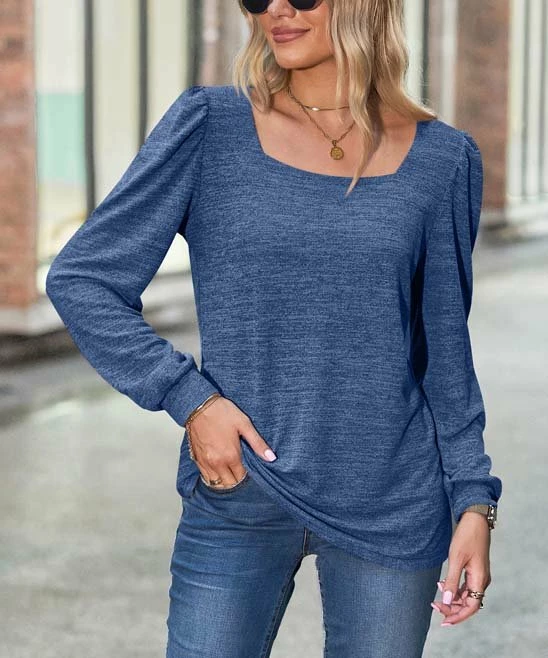 Cheapest β¨ Camisa Blue Square Neck Tee - π© Women π 5 Cheapest β¨ Camisa Blue Square Neck Tee - π© Women π - Image 3