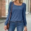 Cheapest β¨ Camisa Blue Square Neck Tee - π© Women π 1 Cheapest β¨ Camisa Blue Square Neck Tee - π© Women π -Women's Shirts Store zu108578606 main tm1661883519
