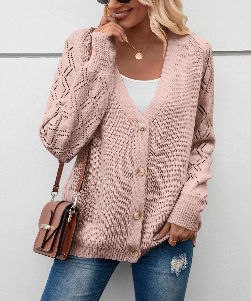 Buy π₯ Camisa Pink Diamond-Knit Button-Up V-Neck Cardigan - π© Women β¨ 3 Buy π₯ Camisa Pink Diamond-Knit Button-Up V-Neck Cardigan - π© Women β¨
