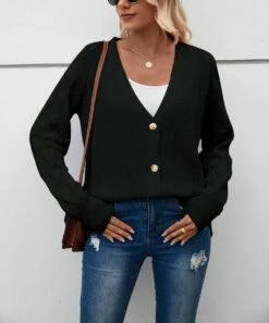 Best deal π Camisa Black Diamond-Knit Button-Up V-Neck Cardigan - π© Women π