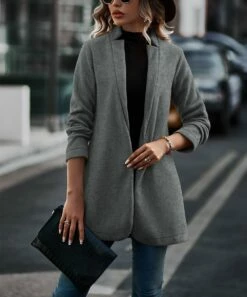 Cheap 🌟 Camisa Gray Notch-Neck Open Blazer - 👩 Women 😍 -Women's Shirts Store zu109358073 alt 1 tm1664392809