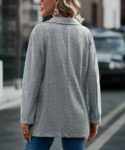 Hot Sale 🛒 Camisa Light Gray Notch-Lapel Open Blazer - 👩 Women 😀 -Women's Shirts Store zu109367608 alt 2 tm1664392809