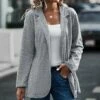 Hot Sale 🛒 Camisa Light Gray Notch-Lapel Open Blazer - 👩 Women 😀 -Women's Shirts Store zu109367608 main tm1664392809