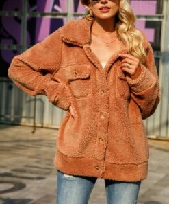Best reviews of π₯° Camisa Camel Fleece Pocket Button-Up π§₯ Coat - π© Women π