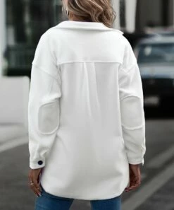 Wholesale 😉 Camisa White Pocket Shacket - 👩 Women ✔️ -Women's Shirts Store zu109367766 alt 2 tm1664392809