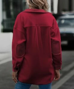 Best deal 🛒 Camisa Wine Pocket Shacket - 👩 Women ✨ -Women's Shirts Store zu109367781 alt 2 tm1664392809