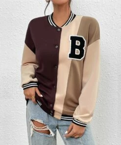 Promo π― Camisa Khaki & Brown Color Block Snap-Up Varsity Jacket - π© Women π₯ 6 Promo π― Camisa Khaki & Brown Color Block Snap-Up Varsity Jacket - π© Women π₯ -Women's Shirts Store zu109658489 alt 1 tm1665774728