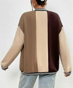 Promo π― Camisa Khaki & Brown Color Block Snap-Up Varsity Jacket - π© Women π₯ 7 Promo π― Camisa Khaki & Brown Color Block Snap-Up Varsity Jacket - π© Women π₯ -Women's Shirts Store zu109658489 alt 2 tm1665774728