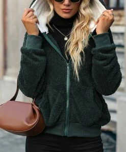 Cheap β€οΈ Camisa Green Fleece Zip-Up Hoodie - π© Women β