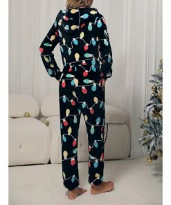 Brand new 😍 Camisa Black & Green Holiday Light Zip-Front Hooded Jumpsuit - 👩 Women 😍 -Women's Shirts Store zu109708811 alt 1 tm1666005531