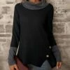 Outlet 😀 Camisa Black Button-Accent Long-Sleeve Cowl-Neck Top - 👩 Women 💯 -Women's Shirts Store zu110000048 main tm1666876085