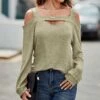Best Sale π Camisa Khaki Knit Cutout-Shoulder Oversize Long-Sleeve Top - π© Women π 1 Best Sale π Camisa Khaki Knit Cutout-Shoulder Oversize Long-Sleeve Top - π© Women π -Women's Shirts Store zu111219506 main tm1669902417