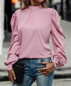 Hot Sale β Camisa Pink Back Bow Puff-Sleeve Top - π© Women π