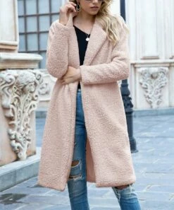 Best Pirce 🌟 Camisa Pink Shawl Collar Teddy 🧥 Coat - 👩 Women 🎉 -Women's Shirts Store zu90097910 alt 2 tm1602868690