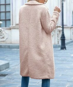 Best Pirce 🌟 Camisa Pink Shawl Collar Teddy 🧥 Coat - 👩 Women 🎉 -Women's Shirts Store zu90097910 alt 3 tm1602868690