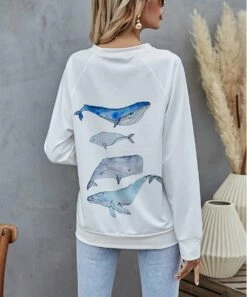 Cheap ⌛ Camisa White Whales Crewneck Top - 👩 Women 🎉 -Women's Shirts Store zu91811405 alt 1 tm1609176800
