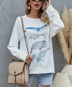 Cheap ⌛ Camisa White Whales Crewneck Top - 👩 Women 🎉 -Women's Shirts Store zu91811405 alt 2 tm1609176800