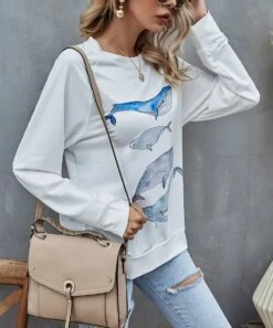 Cheap ⌛ Camisa White Whales Crewneck Top - 👩 Women 🎉 -Women's Shirts Store zu91811405 alt 3 tm1609176800