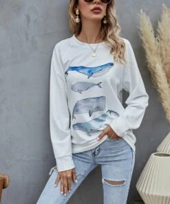 Cheap ⌛ Camisa White Whales Crewneck Top - 👩 Women 🎉 -Women's Shirts Store zu91811405 alt 4 tm1609176800
