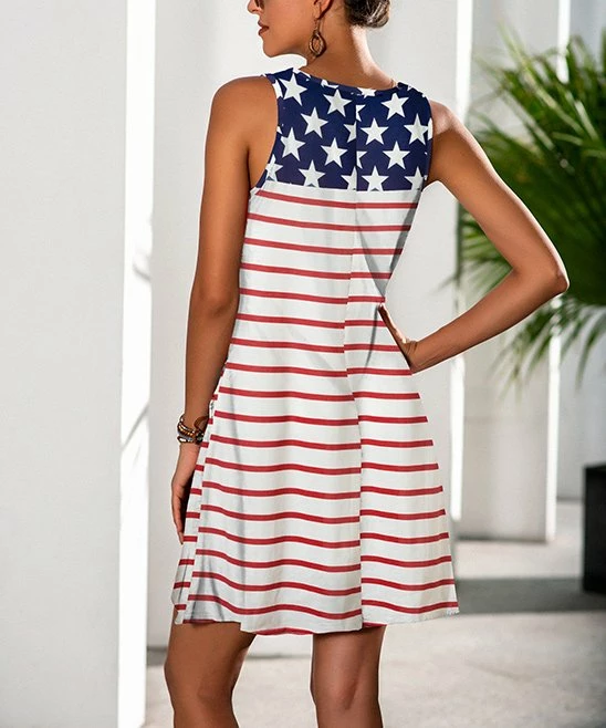 Coupon π Camisa White Stars & Stripes Pocket Sleeveless π Dress - π© Women π 4 Coupon π Camisa White Stars & Stripes Pocket Sleeveless π Dress - π© Women π - Image 2