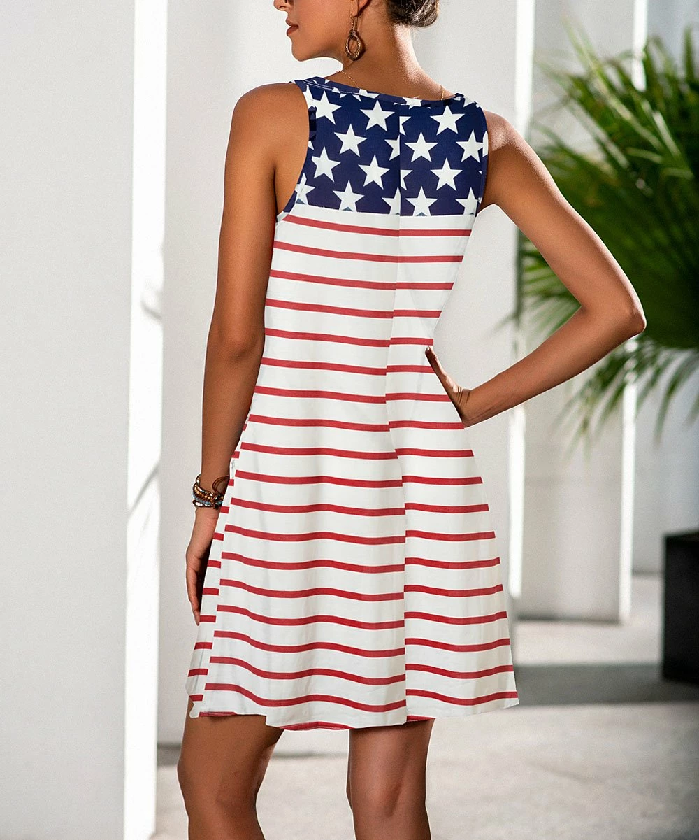 Coupon π Camisa White Stars & Stripes Pocket Sleeveless π Dress - π© Women π 5 Coupon π Camisa White Stars & Stripes Pocket Sleeveless π Dress - π© Women π - Image 3