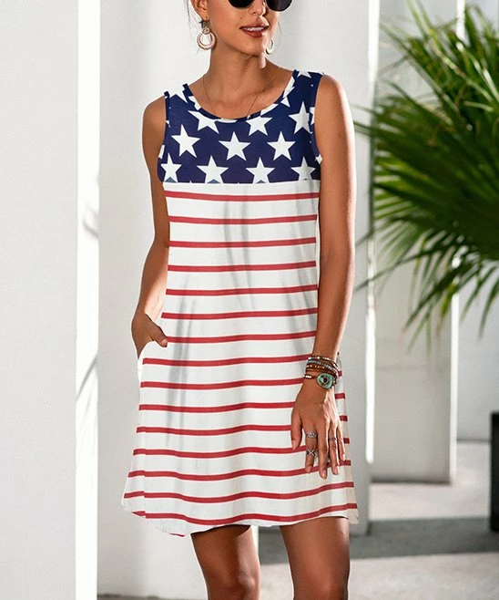 Coupon π Camisa White Stars & Stripes Pocket Sleeveless π Dress - π© Women π 3 Coupon π Camisa White Stars & Stripes Pocket Sleeveless π Dress - π© Women π