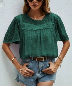 Discount π― Camisa Atrovirens Swiss Dot Lace-Contrast Crewneck Top - π© Women π 6 Discount π― Camisa Atrovirens Swiss Dot Lace-Contrast Crewneck Top - π© Women π -Women's Shirts Store zu97047016 alt 1 tm1624384134