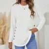 Hot Sale 👏 Camisa White Button-Accent Long-Sleeve Tunic - 👩 Women 👍 -Women's Shirts Store zu98405458 main tm1628376432