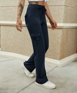 Best Pirce 🔥 Camisa Navy Pocket-Accent Drawstring Lounge Pants - 👩 Women 🥰 -Women's Shirts Store zu98661906 alt 2 tm1628881581