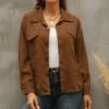Wholesale π Camisa Brown Flap-Pocket Button-Up Corduroy Jacket - π© Women 𧨠1 Wholesale π Camisa Brown Flap-Pocket Button-Up Corduroy Jacket - π© Women 𧨠-Women's Shirts Store zu99227445 main tm1630608110