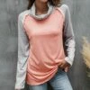 Deals 🎁 Camisa Pink & White Cowl-Neck Raglan Top - 👩 Women ✔️ -Women's Shirts Store zu99570163 main tm1631799102